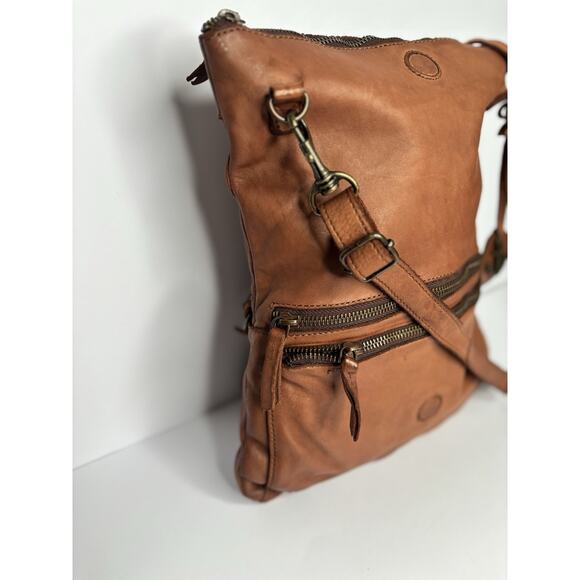 Harbour 2nd Anchor Love Leather Convertible Crossbody Flap Over Option Cognac - Picture 3 of 13